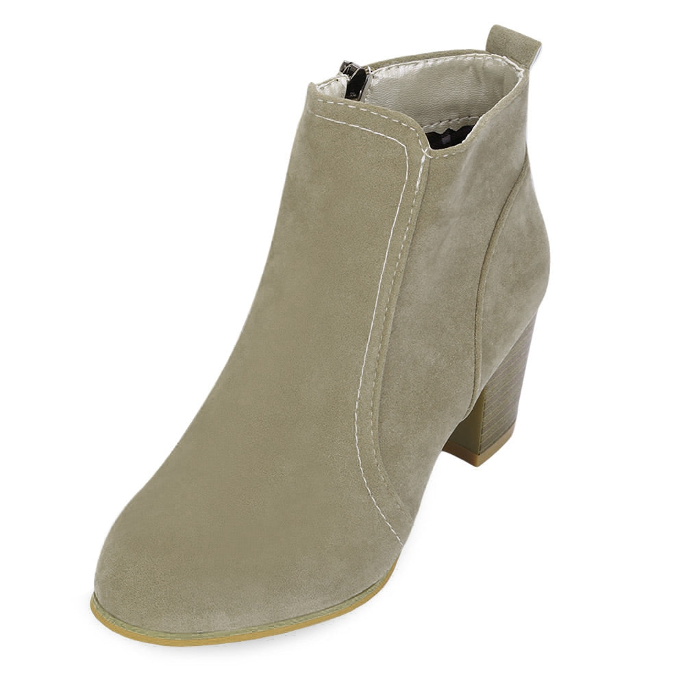 Stylish Side Zipper Scrub Boots Women High Heel Shoes