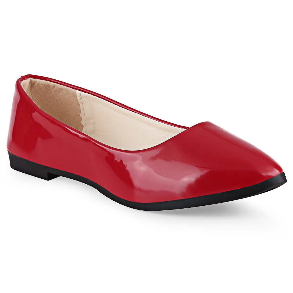 Spring Casual Ladies Solid Color Patent Leather Flat Shoes