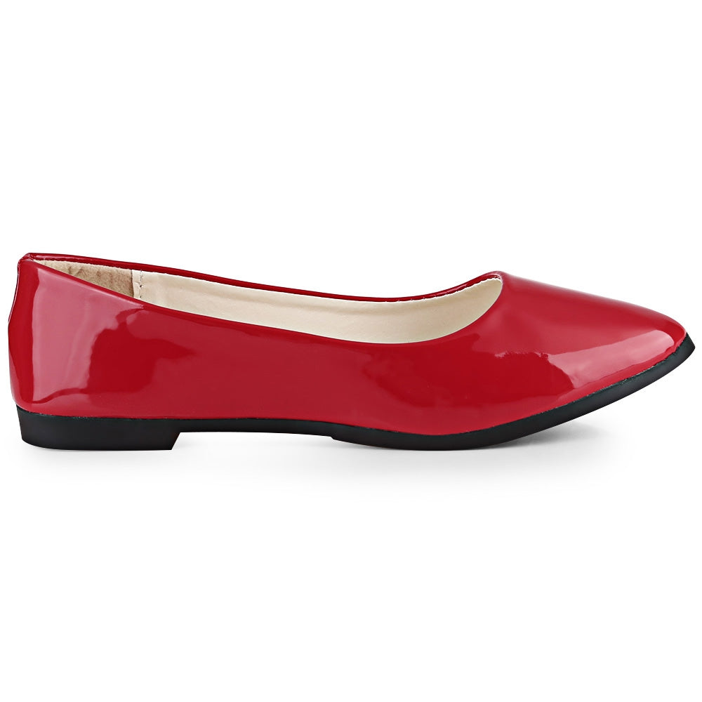 Spring Casual Ladies Solid Color Patent Leather Flat Shoes