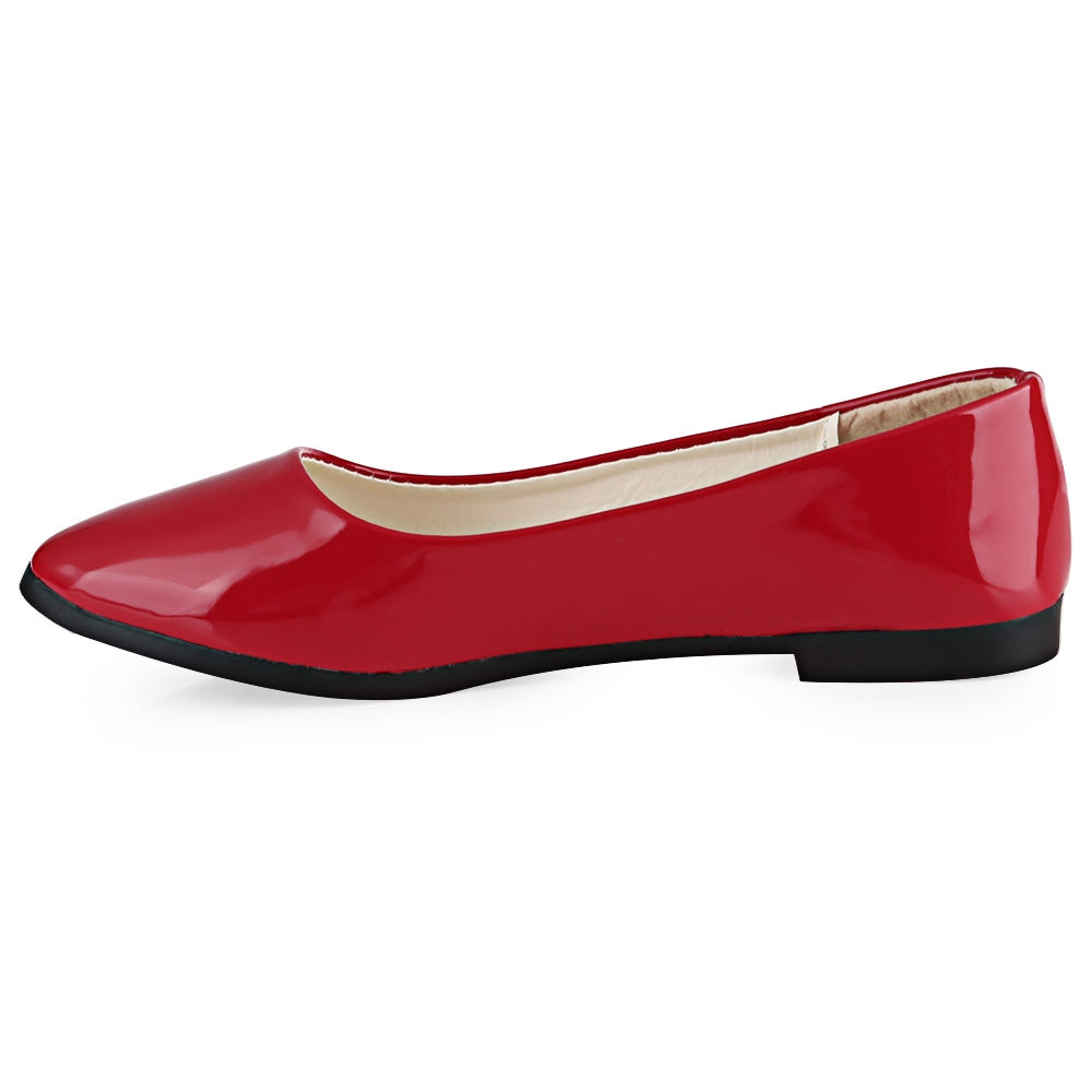 Spring Casual Ladies Solid Color Patent Leather Flat Shoes