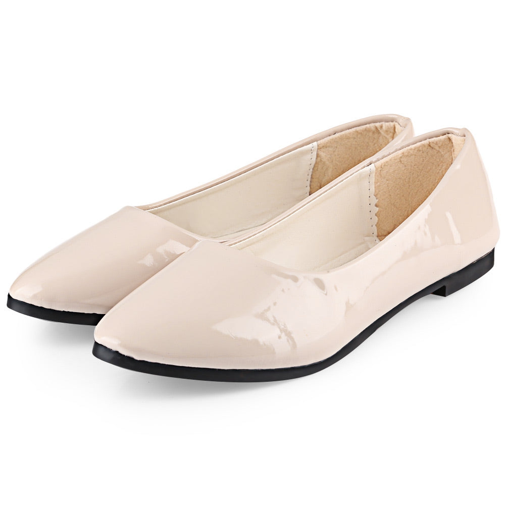 Spring Casual Ladies Solid Color Patent Leather Flat Shoes