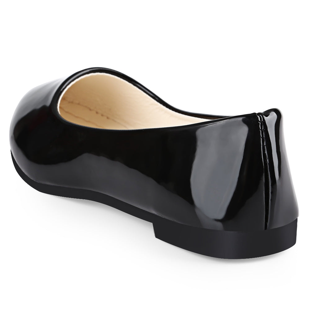 Spring Casual Ladies Solid Color Patent Leather Flat Shoes