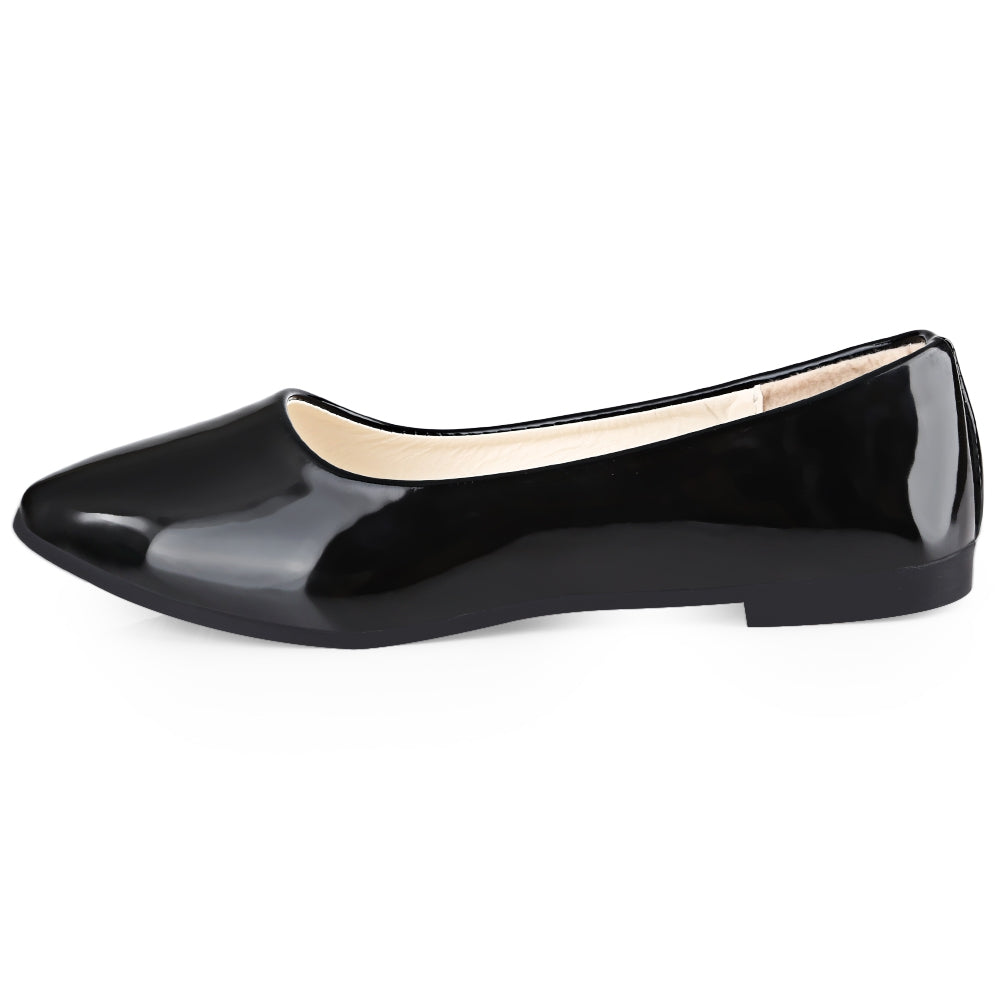 Spring Casual Ladies Solid Color Patent Leather Flat Shoes