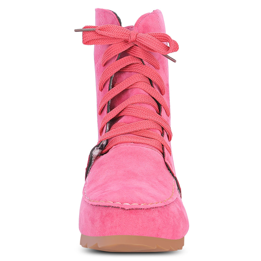 Trendy Round Toe Lace-up Elevator Shoes Women Ankle Boots