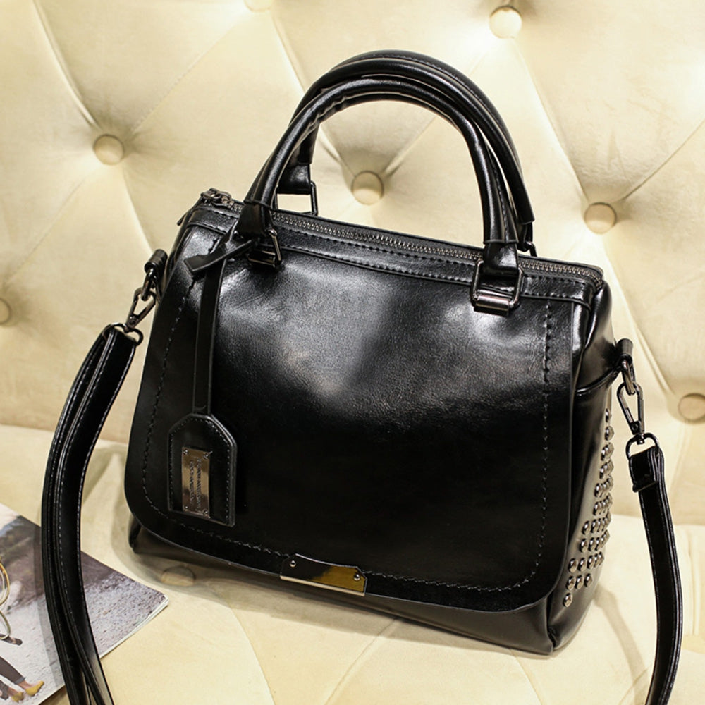 PU Leather Rivet Handbag Large Capacity Shoulder Diagonal Cross Bag