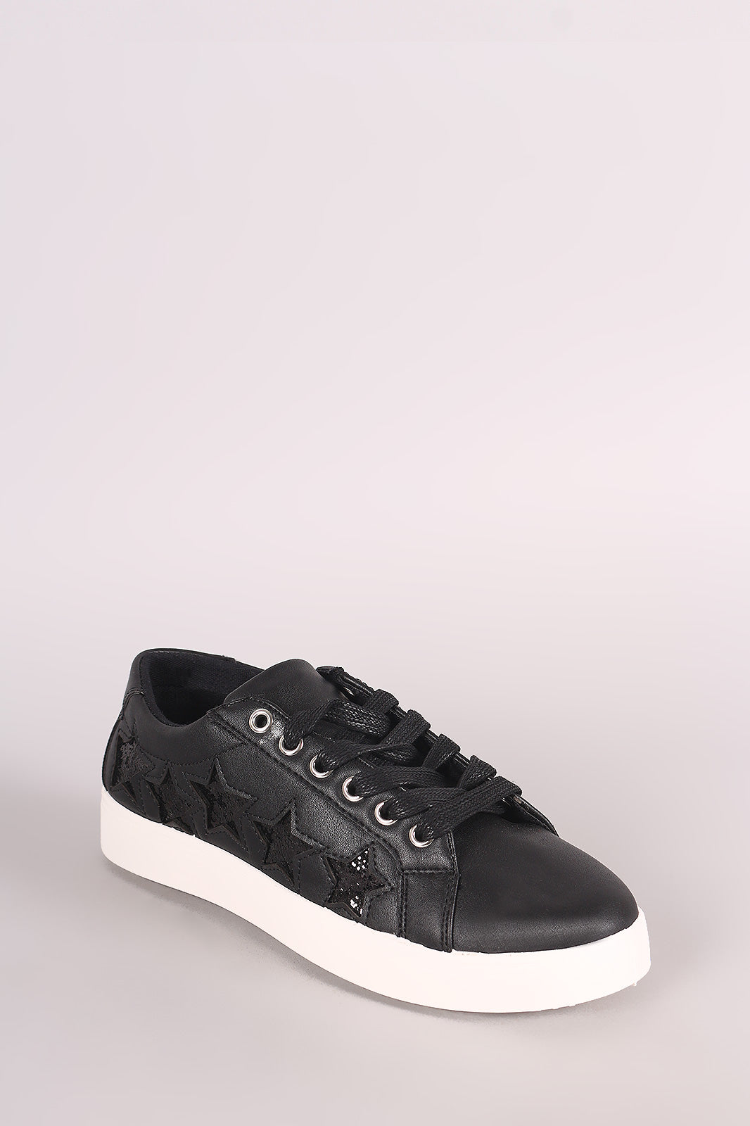 Bamboo Glitter Stars Accent Lace Up Sneaker