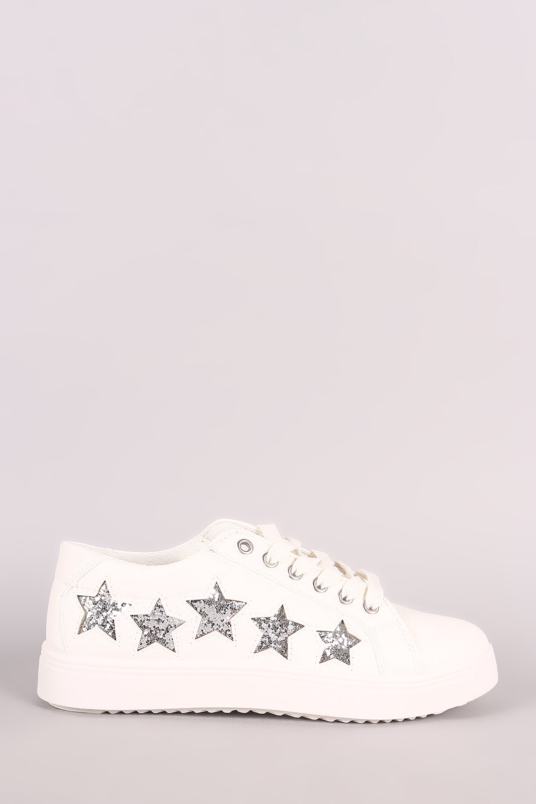 Bamboo Glitter Stars Accent Lace Up Sneaker