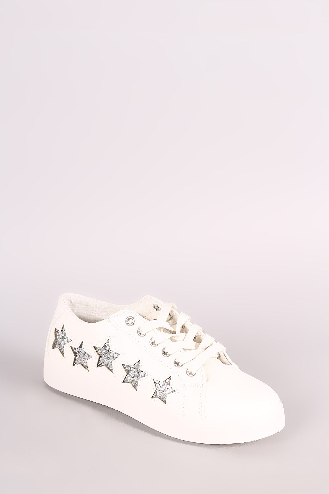 Bamboo Glitter Stars Accent Lace Up Sneaker