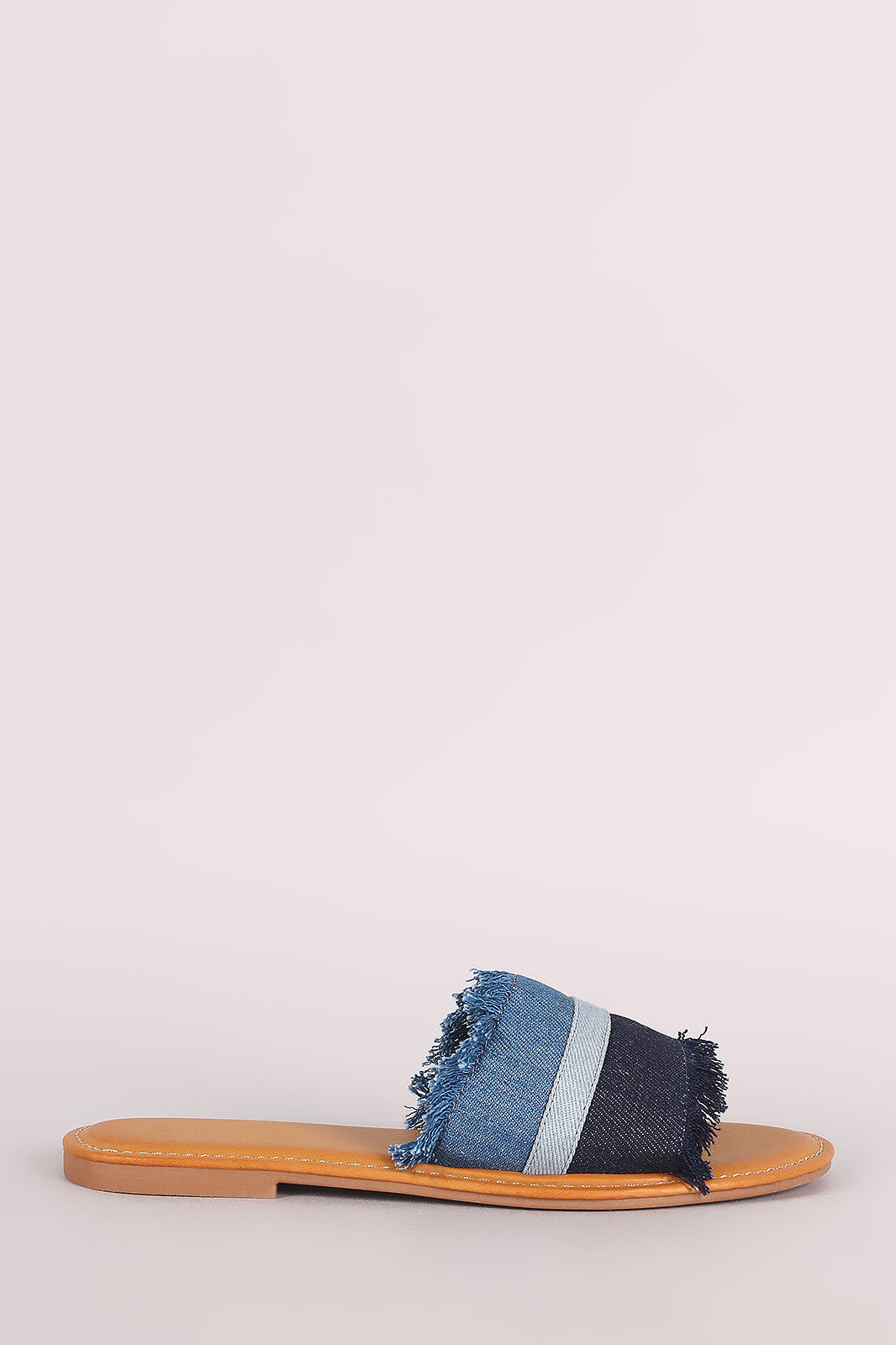 Bamboo Frayed Denim Slide Sandal