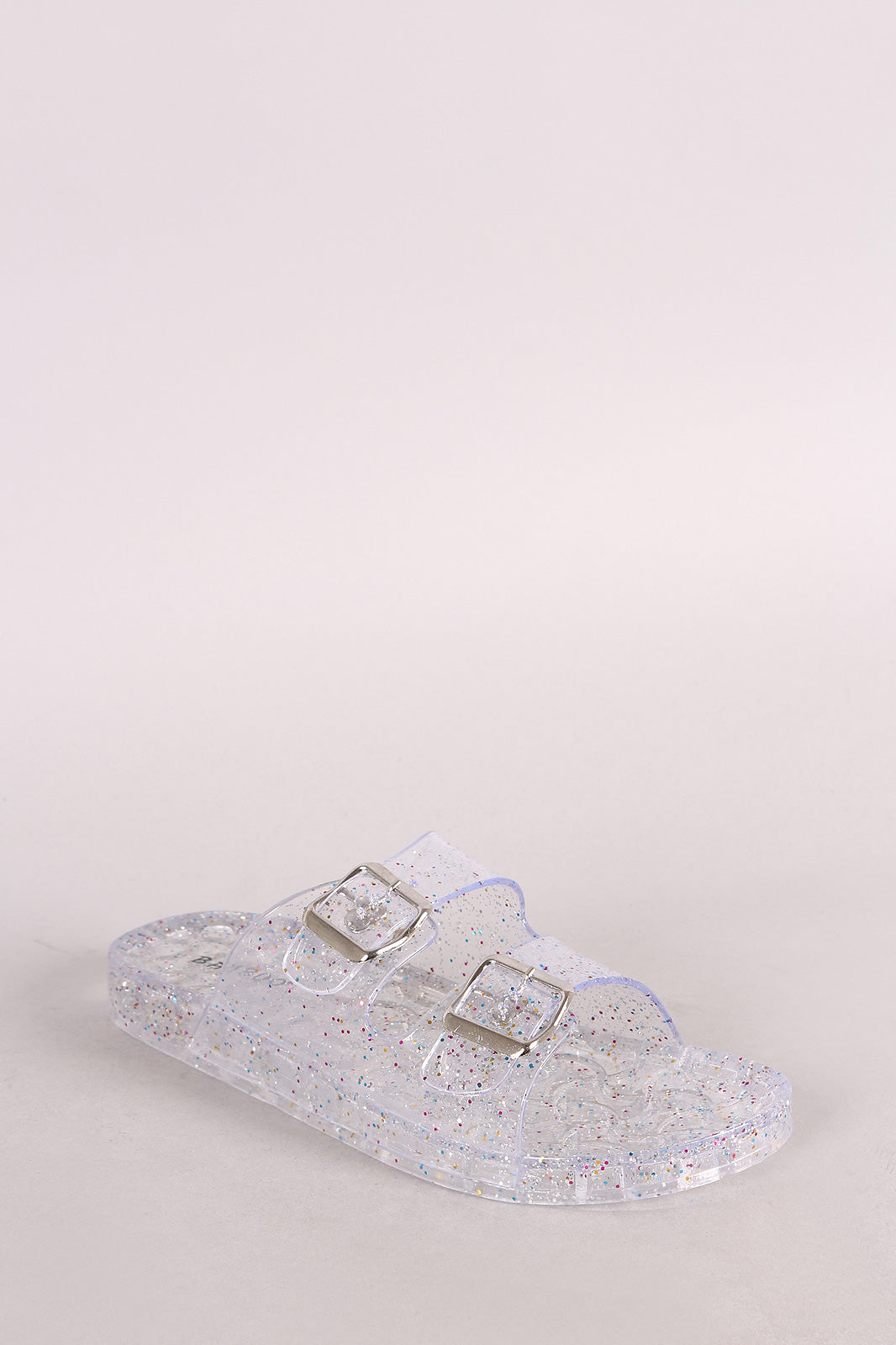 Bamboo Glitter Open Toe Buckled Jelly Slide Sandal