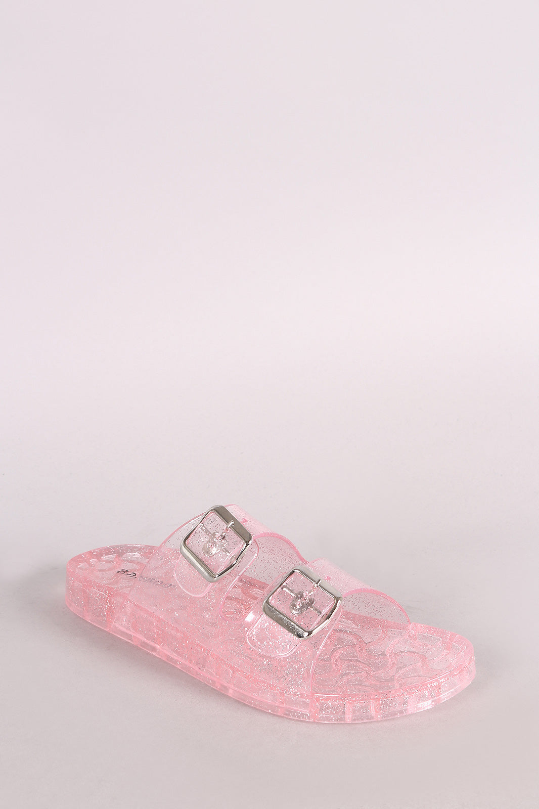 Bamboo Glitter Open Toe Buckled Jelly Slide Sandal