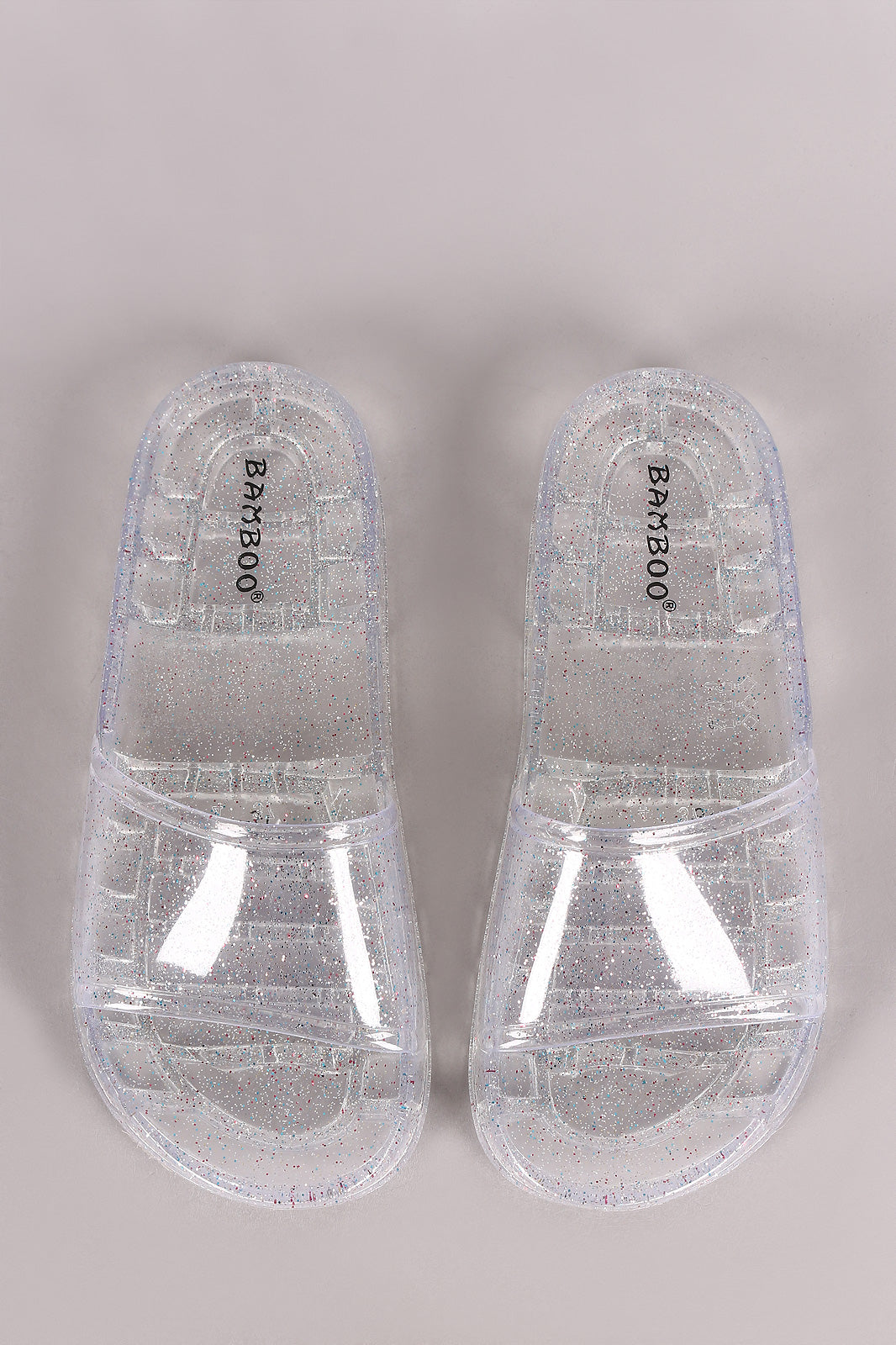 Bamboo Glitter Jelly Open Toe Slide Sandal