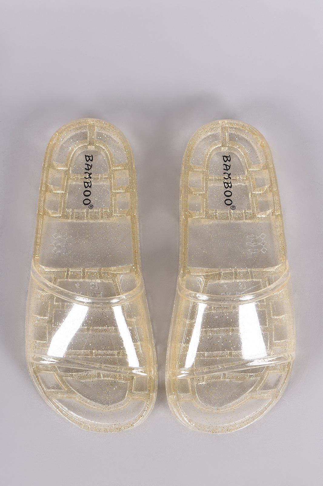 Bamboo Glitter Jelly Open Toe Slide Sandal