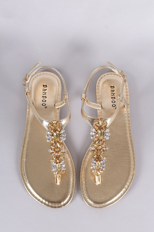 Bamboo Jewels Embellished Thong Flat Sandal