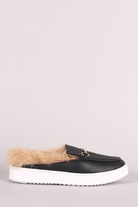 Bamboo Fur-Lined Sneaker Mules